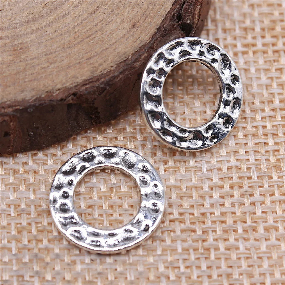 15x15mm 1.1g Multicolor zinc alloy dotted round ring charm pendant for bracelet jewelry making