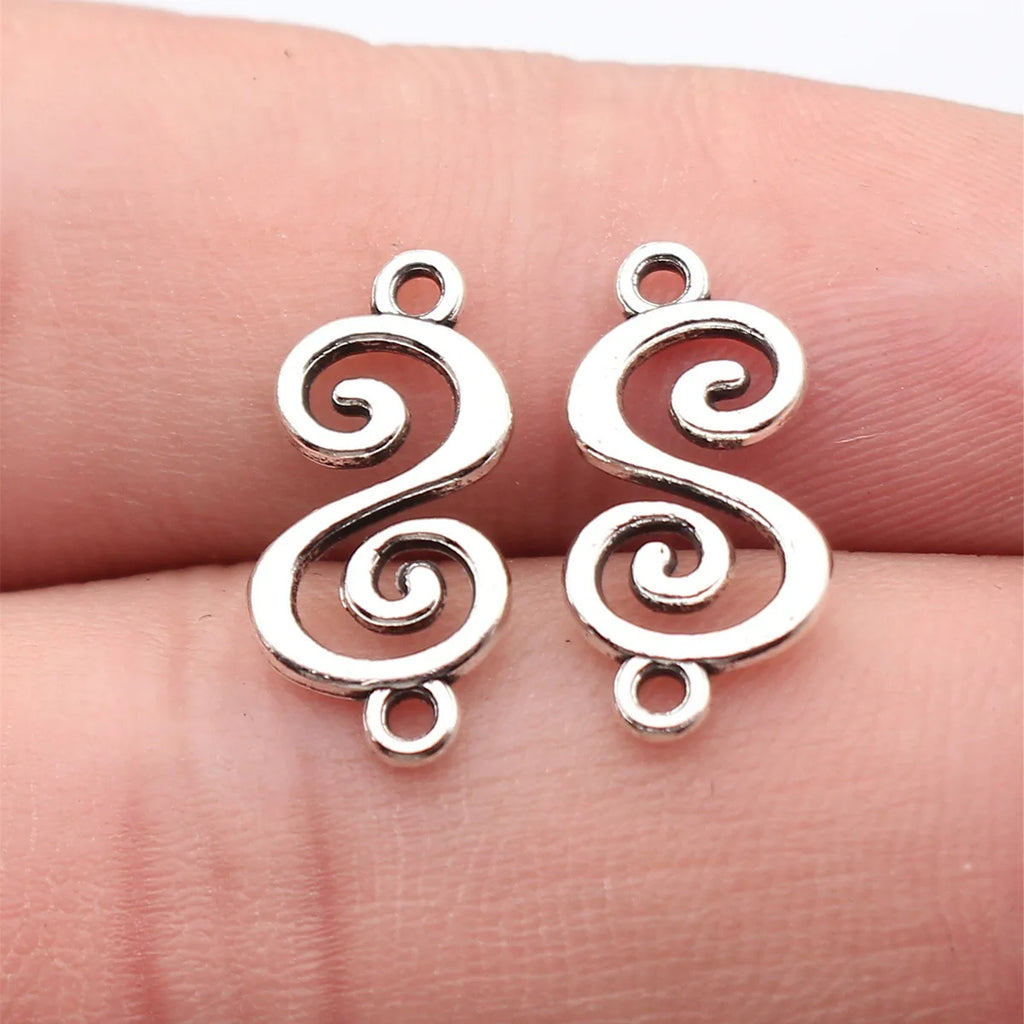 18x8.8mm 0.59g Antique Silver Zinc Alloy S Shape Connector Charm Jewelry Findings for DIY Bracelet Making