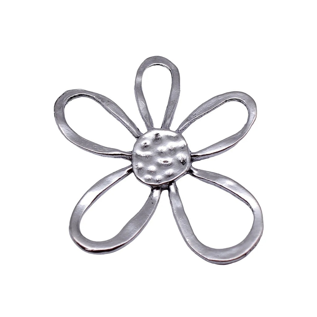 52x46mm 6.7g Antique Silver Zinc Alloy Hollow Five Petal Flower Charm Pendant for DIY Jewelry Making
