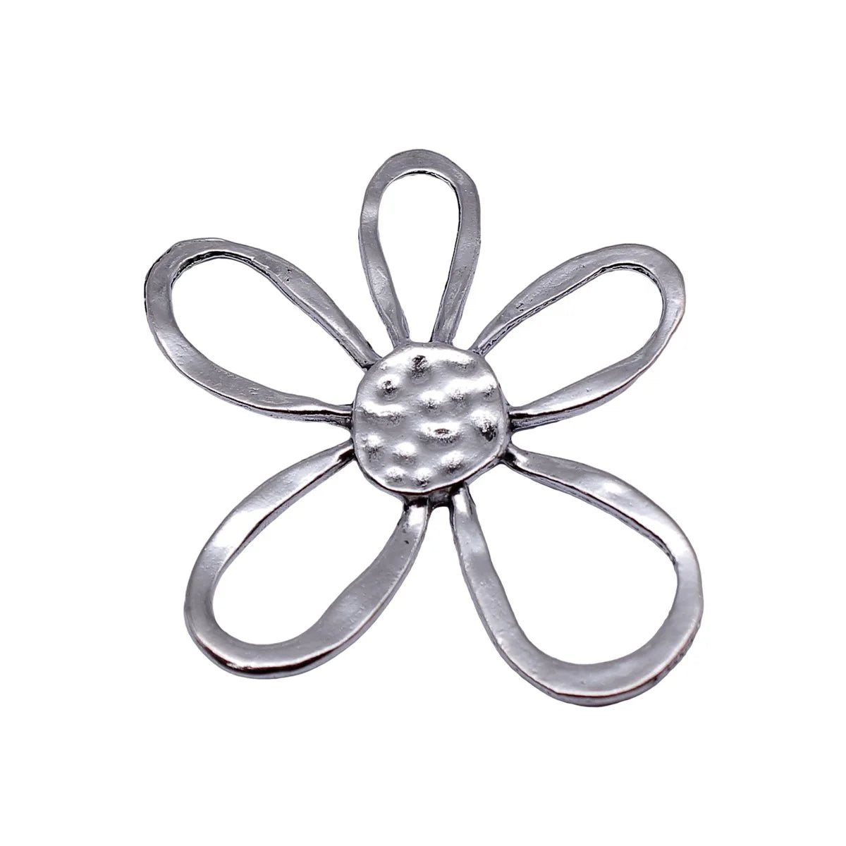 52x46mm 6.7g Antique Silver Zinc Alloy Hollow Five Petal Flower Charm Pendant for DIY Jewelry Making