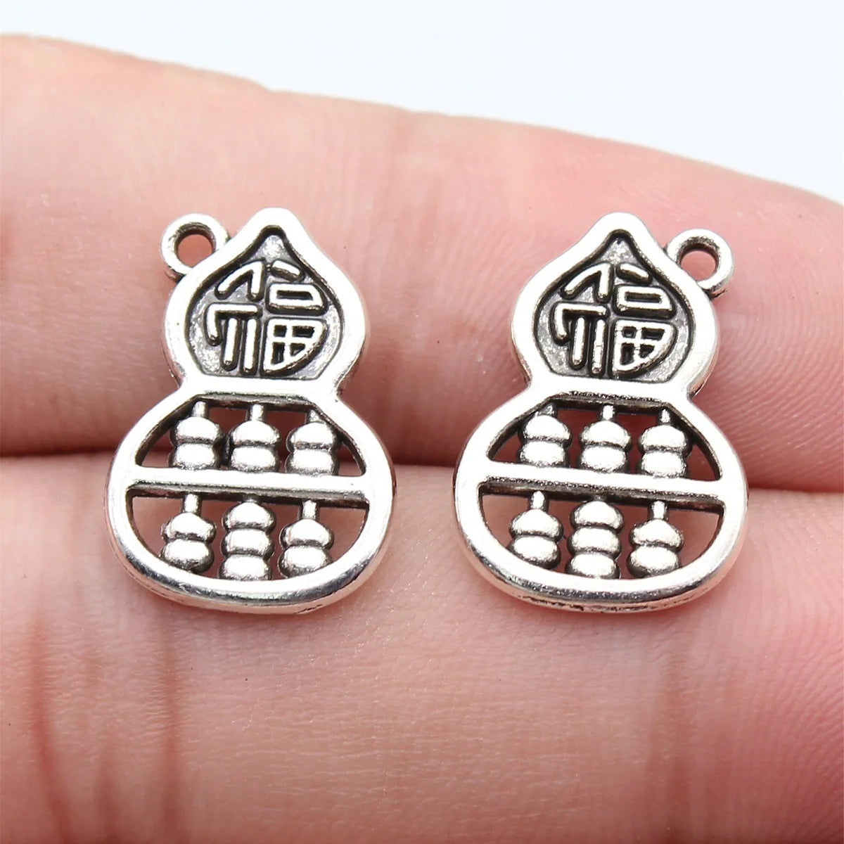 20x14mm 1.6g Antique Silver Zinc Alloy Fortune Gourd Abacus Ruyi Charm Pendant for DIY Jewelry