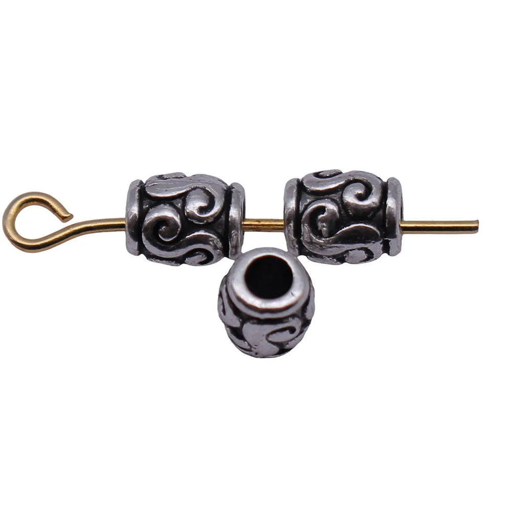 6x4.9x4.8mm 0.39g Antique Silver Zinc Alloy S Pattern spacer beads for DIY bracelet and dreadlock jewelry