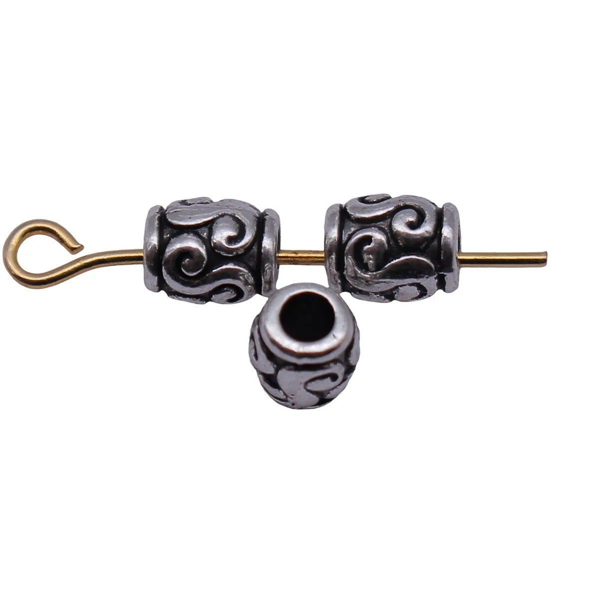 6x4.9x4.8mm 0.39g Antique Silver Zinc Alloy S Pattern spacer beads for DIY bracelet and dreadlock jewelry
