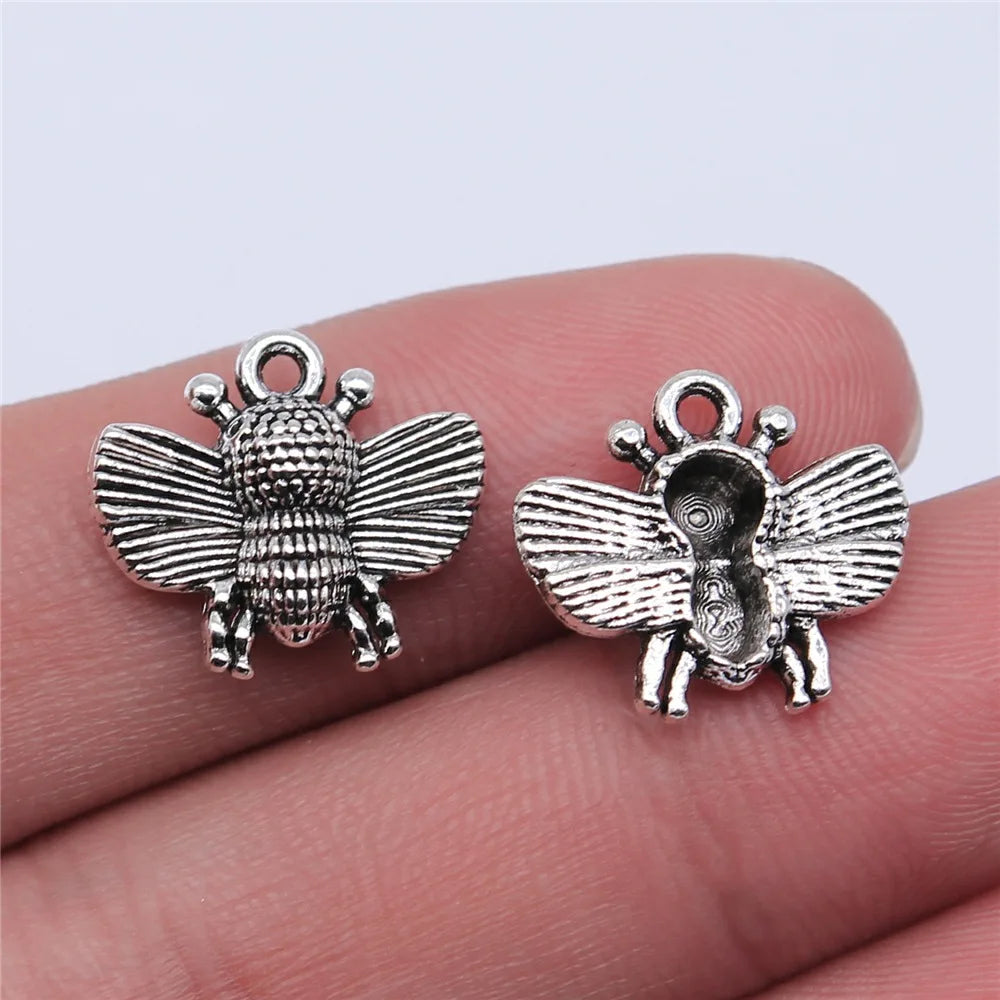 16x14mm 1.4g Antique silver zinc alloy Bee charm pendant for nature theme DIY jewelry making