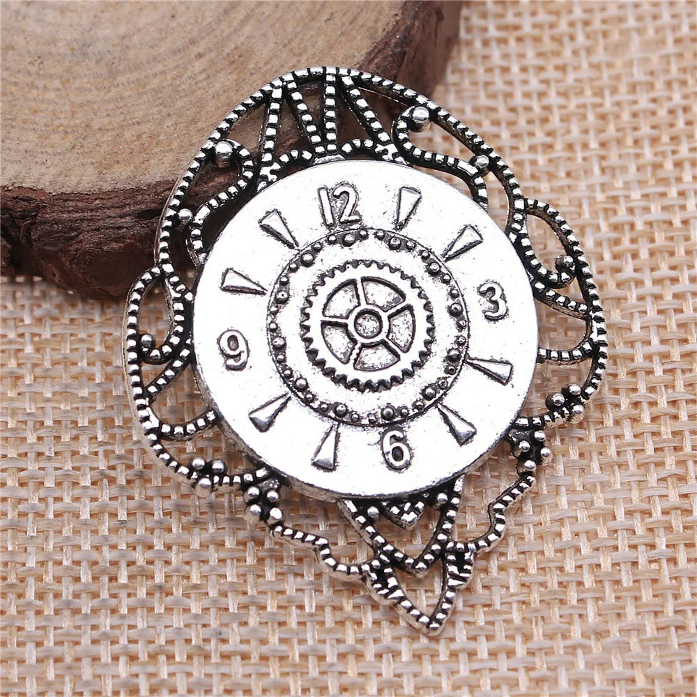 43x35mm 8.5g Multicolor Zinc Alloy Gear Clock Charm Pendant for Steampunk Necklace Jewelry Making