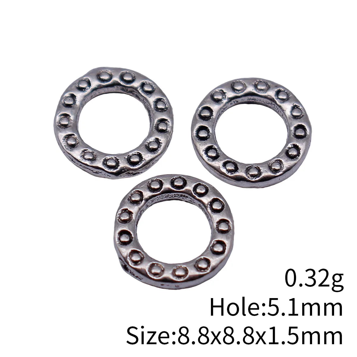 8.8x8.8x1.5mm 0.32g Antique Silver Tone Zinc Alloy Round Ring Connector Charm for DIY Bracelet Making