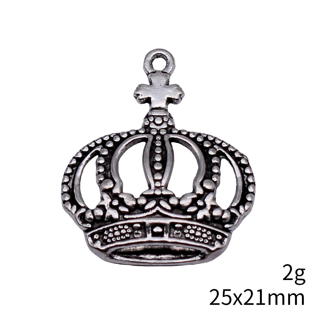 25x21mm 2g Antique Silver Zinc Alloy Cross Crown Charm Pendant for DIY Necklace Jewelry Making