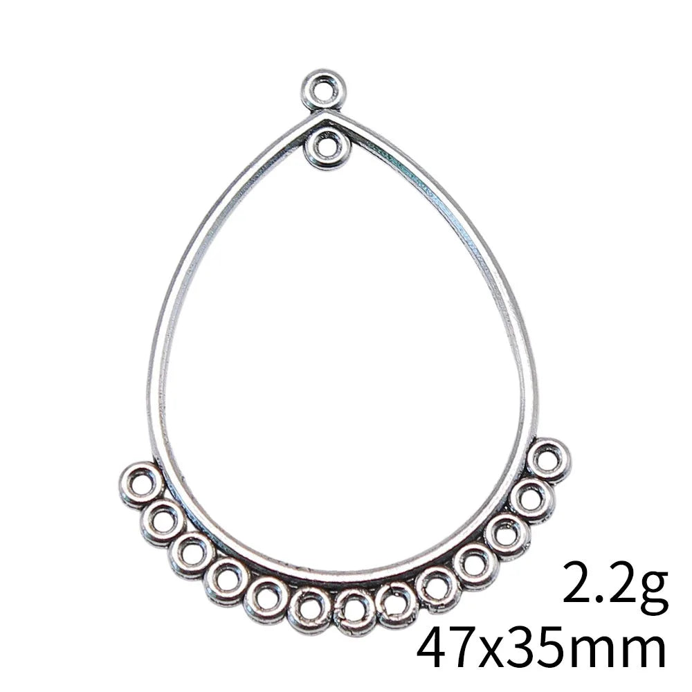 47x35mm 2.2g Multicolor Zinc Alloy Teardrop Earring Connector Charm for DIY Earrings Jewelry