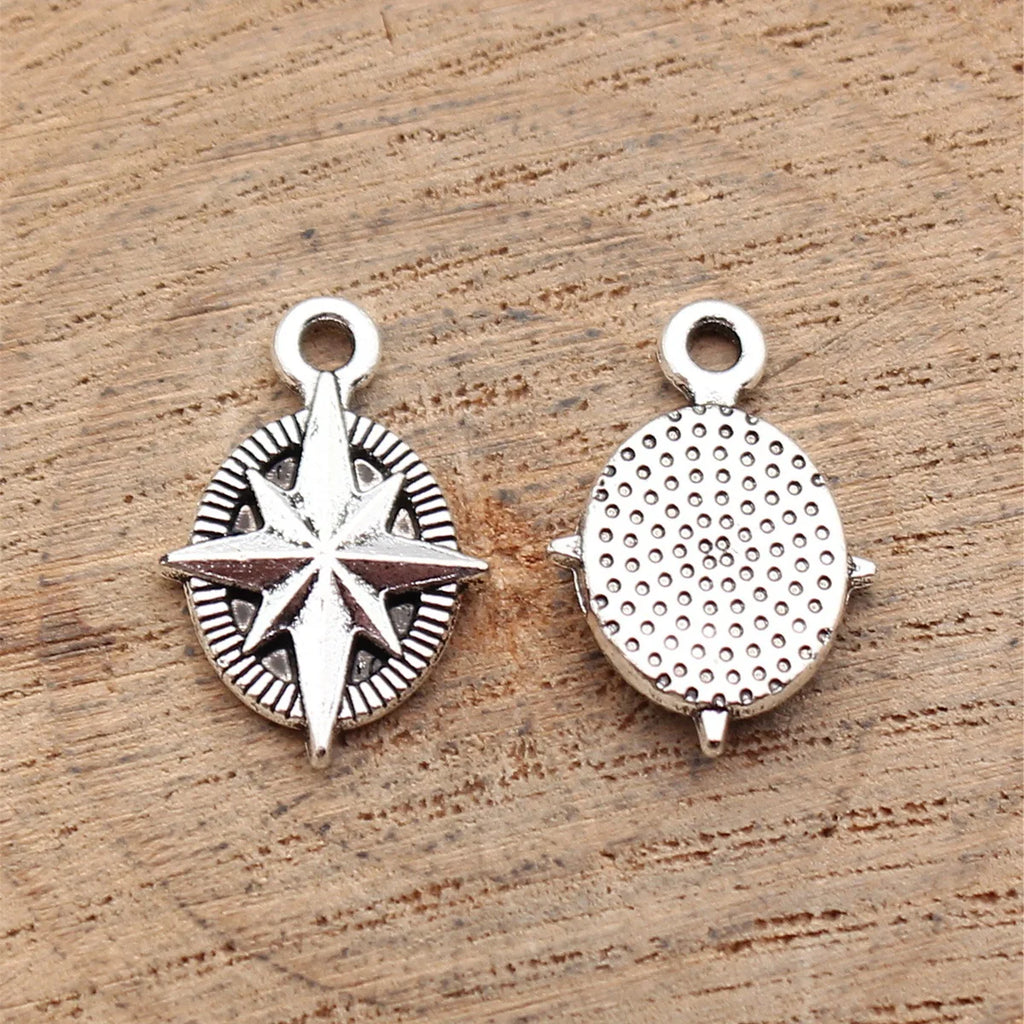 18x12mm 1.1g Antique Silver Zinc Alloy Starburst Tag Charm Pendant for DIY Necklace Jewelry Making