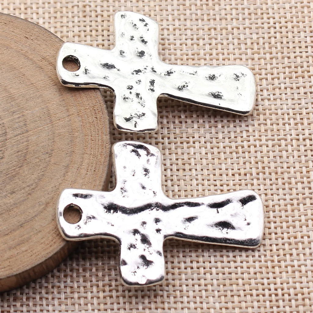 45x31mm 6.5g Multicolor Zinc Alloy Hammered Cross Charm Pendant for DIY Necklace Bracelet Jewelry Making