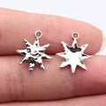 19x16mm 1.1g Antique Silver Zinc Alloy Eight Point Starburst Charm Pendant for DIY Necklace Jewelry