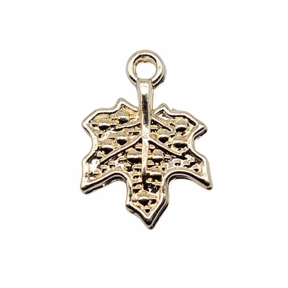 15x11mm 0.5g KC Gold Zinc Alloy Leaf Charm Pendant for DIY Bracelet Necklace Jewelry Making