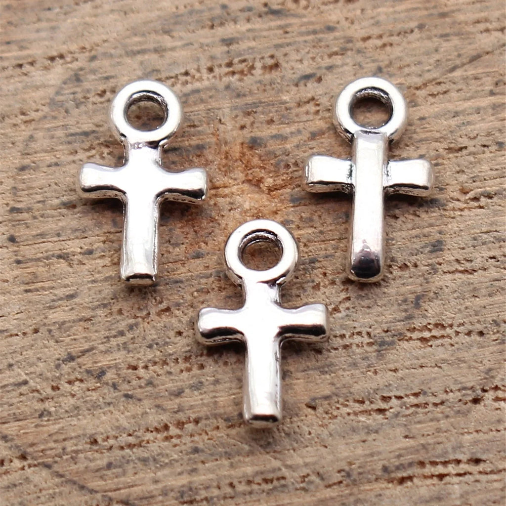 11x6.4mm 0.24g Multicolor Zinc Alloy Cross Charm Pendant for DIY Necklace Bracelet Religious Jewelry