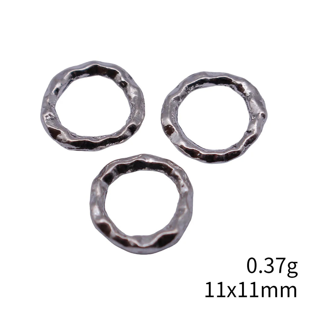 11x11mm 0.37g Antique Silver Zinc Alloy Hammered Round Ring Connector Charm for DIY Bracelet Jewelry