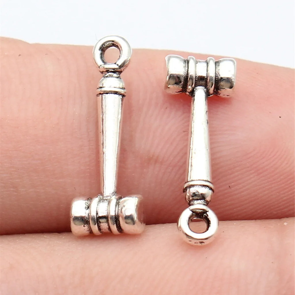 18x6.6x3.6mm 0.68g Multicolor Zinc Alloy Judge Gavel Hammer Charm Pendant for Necklace Bracelet DIY