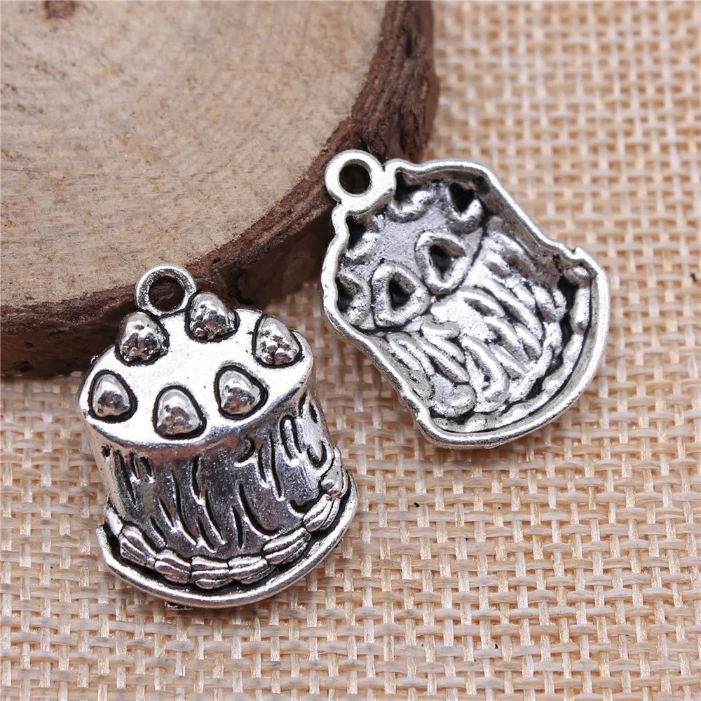24x18mm 2.7g Multicolor Zinc Alloy Birthday Cake Charm Pendant for DIY Necklace Bracelet Making