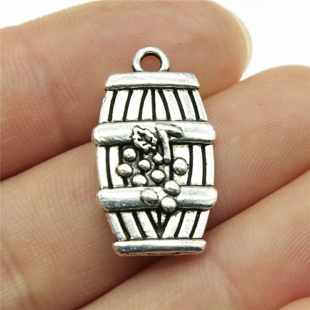 25x14mm 3.1g Antique Silver Zinc Alloy Wine Barrel Charm Pendant for DIY Bracelet Necklace Making