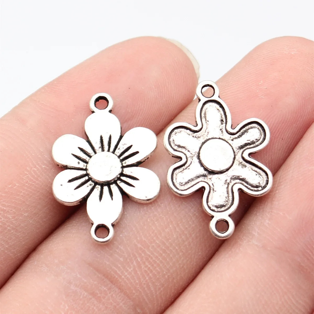 24x17mm 1.8g Antique Silver Zinc Alloy Flower connector charm for DIY bracelet necklace jewelry making