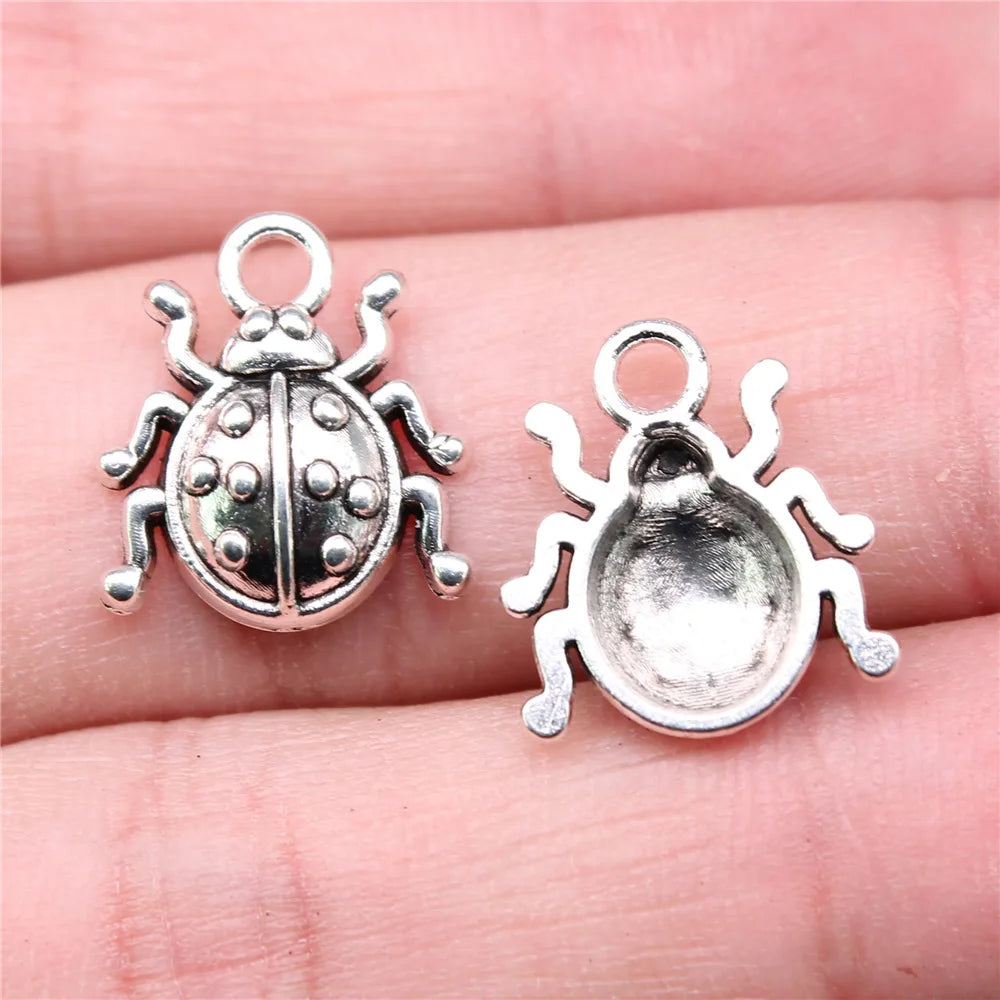 16x14mm 1g Antique Silver Zinc Alloy Ladybug Charm Pendant for DIY Necklace Bracelet Jewelry Making