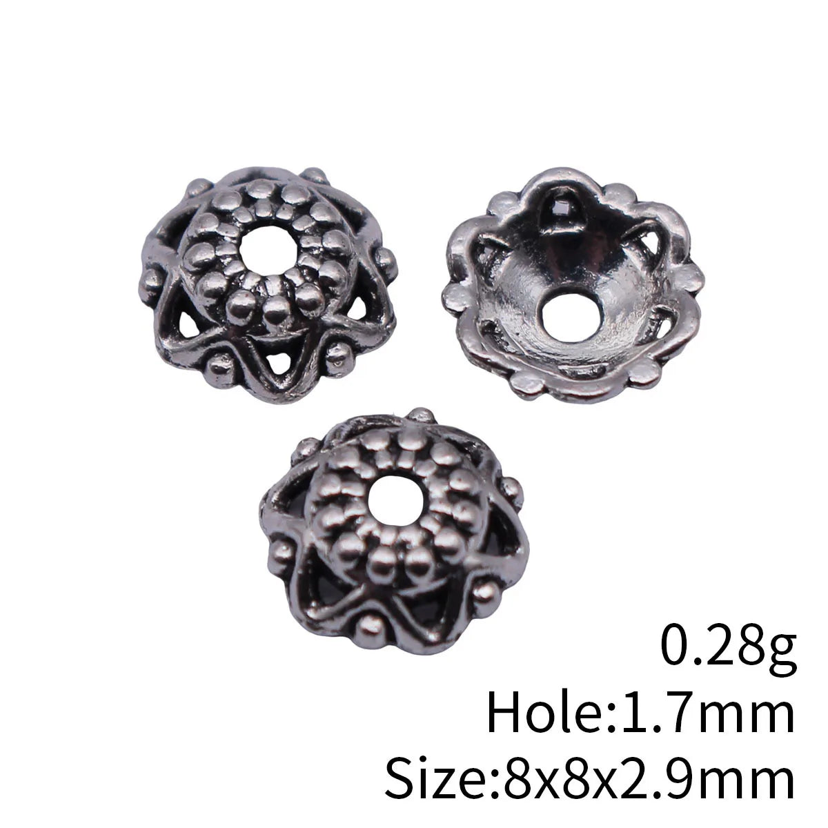 8x8x2.9mm 0.28g Multicolor Zinc Alloy Flower Bead Caps Spacer Findings for DIY Beaded Jewelry Making