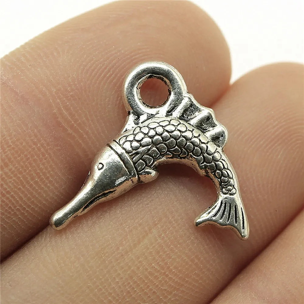 18x20mm 2.3g Multicolor Zinc Alloy Swordfish Fish Charm Pendant for DIY Bracelet Necklace Jewelry Making