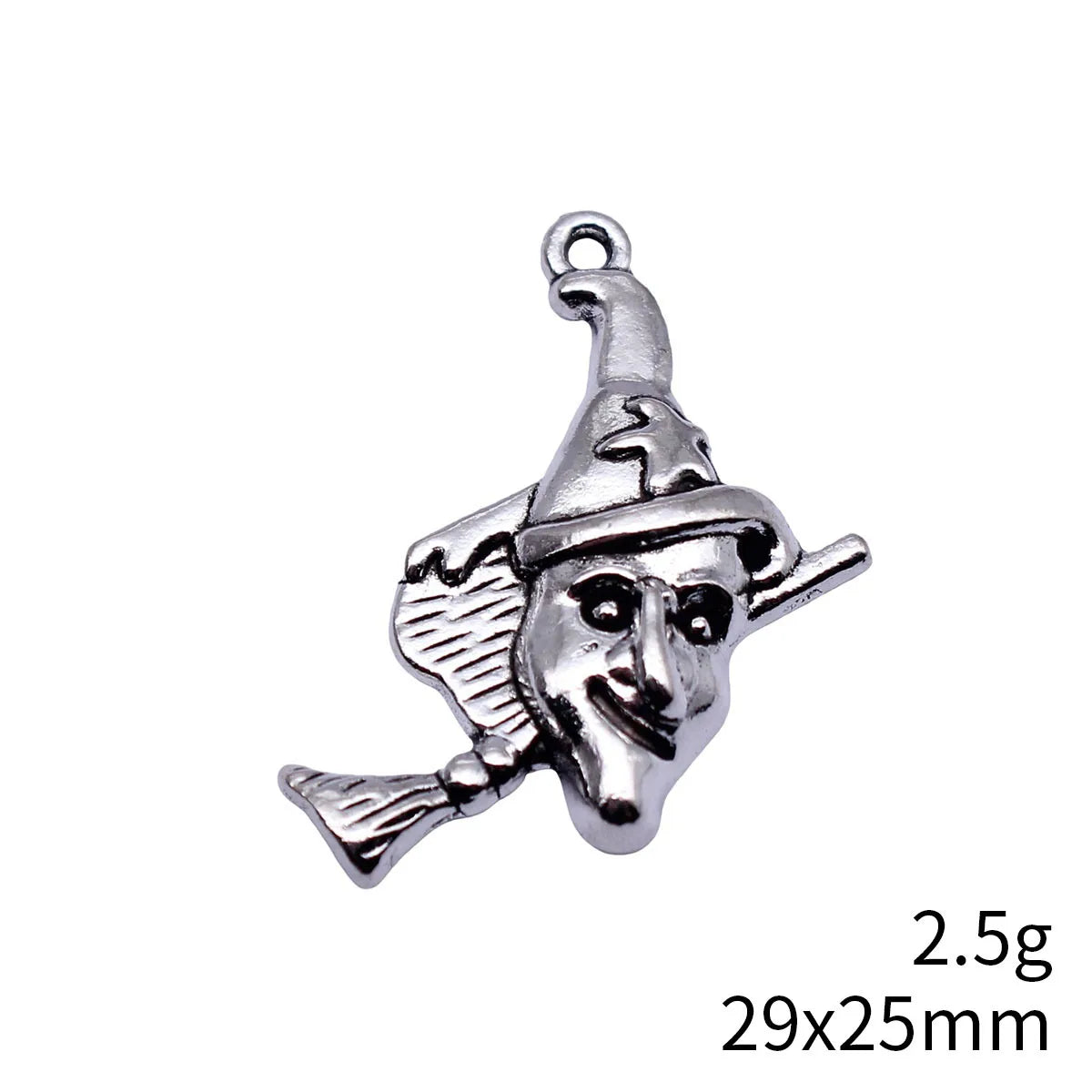 29x25mm 2.5g Antique Silver Zinc Alloy Halloween Broom Wizard Charm Pendant for DIY Jewelry Making