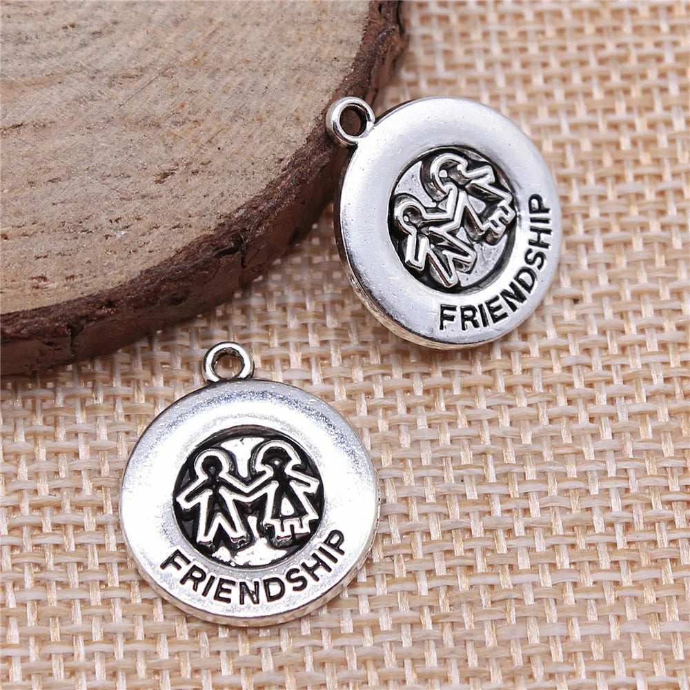 19x16mm 2.2g Antique Silver Zinc Alloy Hand in Hand Friendship Charm Pendant for Bracelet Making
