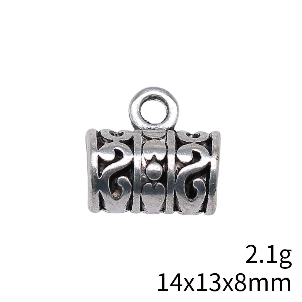 14x13x8mm 2.1g Antique Silver Zinc Alloy Engraved Pendant Bail Charm Holder for DIY Necklace Making