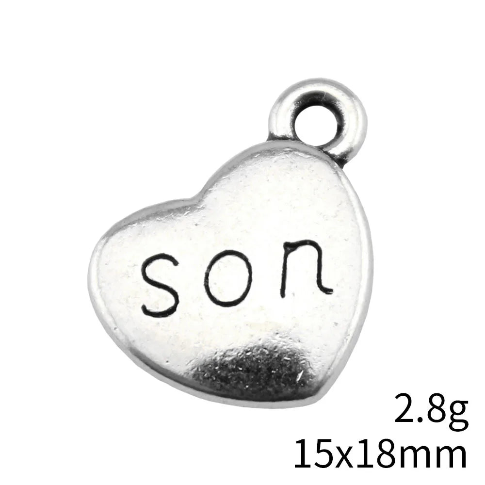 15x18mm 2.8g Multicolor Zinc Alloy Son Heart Charm Pendant for DIY Necklace Bracelet Jewelry Making