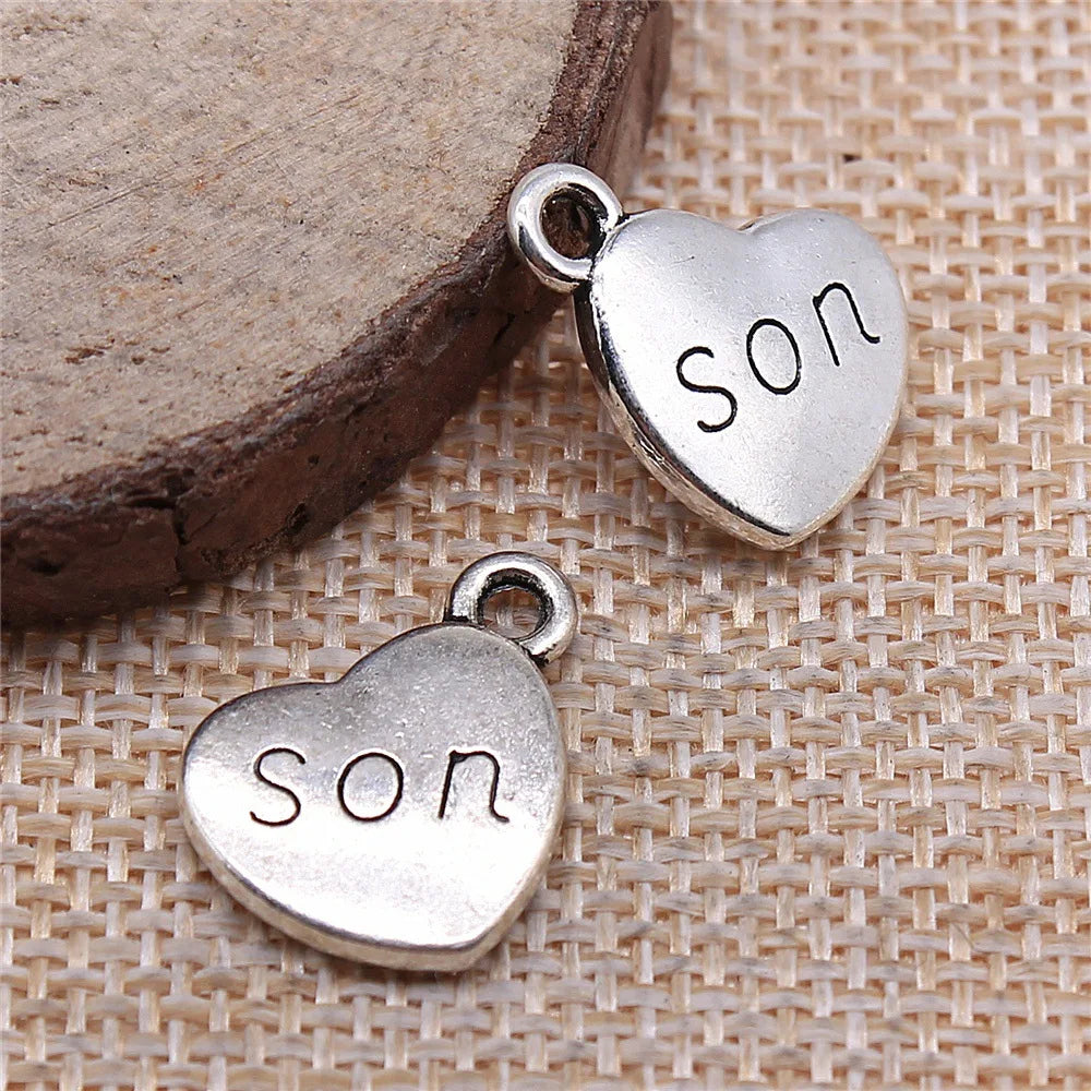 15x18mm 2.8g Multicolor Zinc Alloy Son Heart Charm Pendant for DIY Necklace Bracelet Jewelry Making