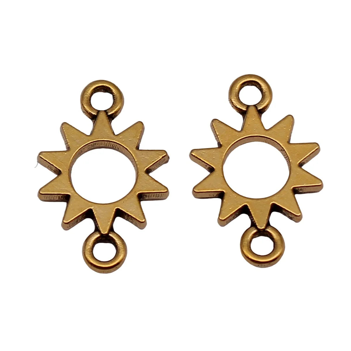 17x11mm 0.62g Antique Gold Zinc Alloy Sun Connector Charm for DIY Bracelet Necklace Making