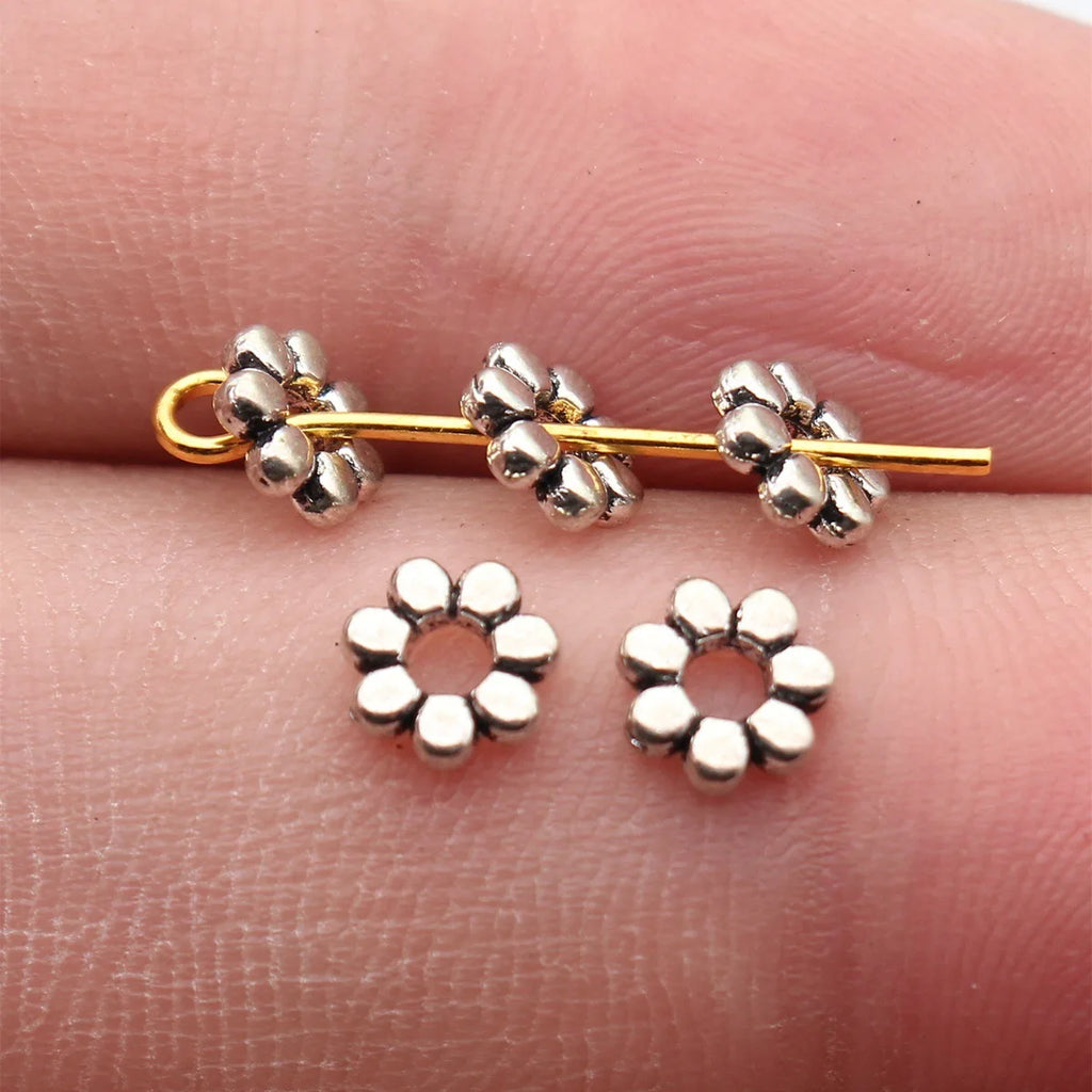6x6x1.6mm 0.17g Multi-Color Zinc Alloy Flower Shape Spacer Beads for DIY Bracelet Necklace Making