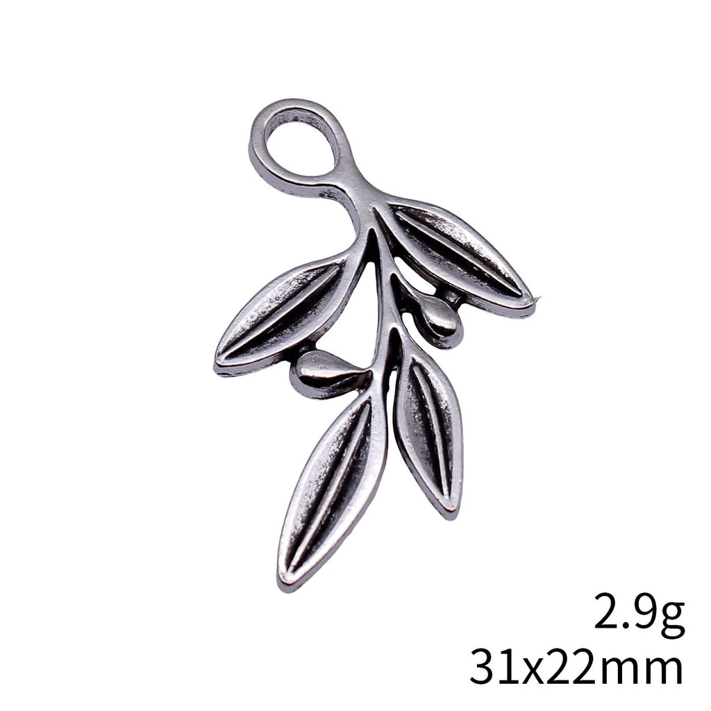 31x22mm 2.9g Antique Silver Zinc Alloy Olive Branch Charm Pendant for DIY Bracelet Necklace Making