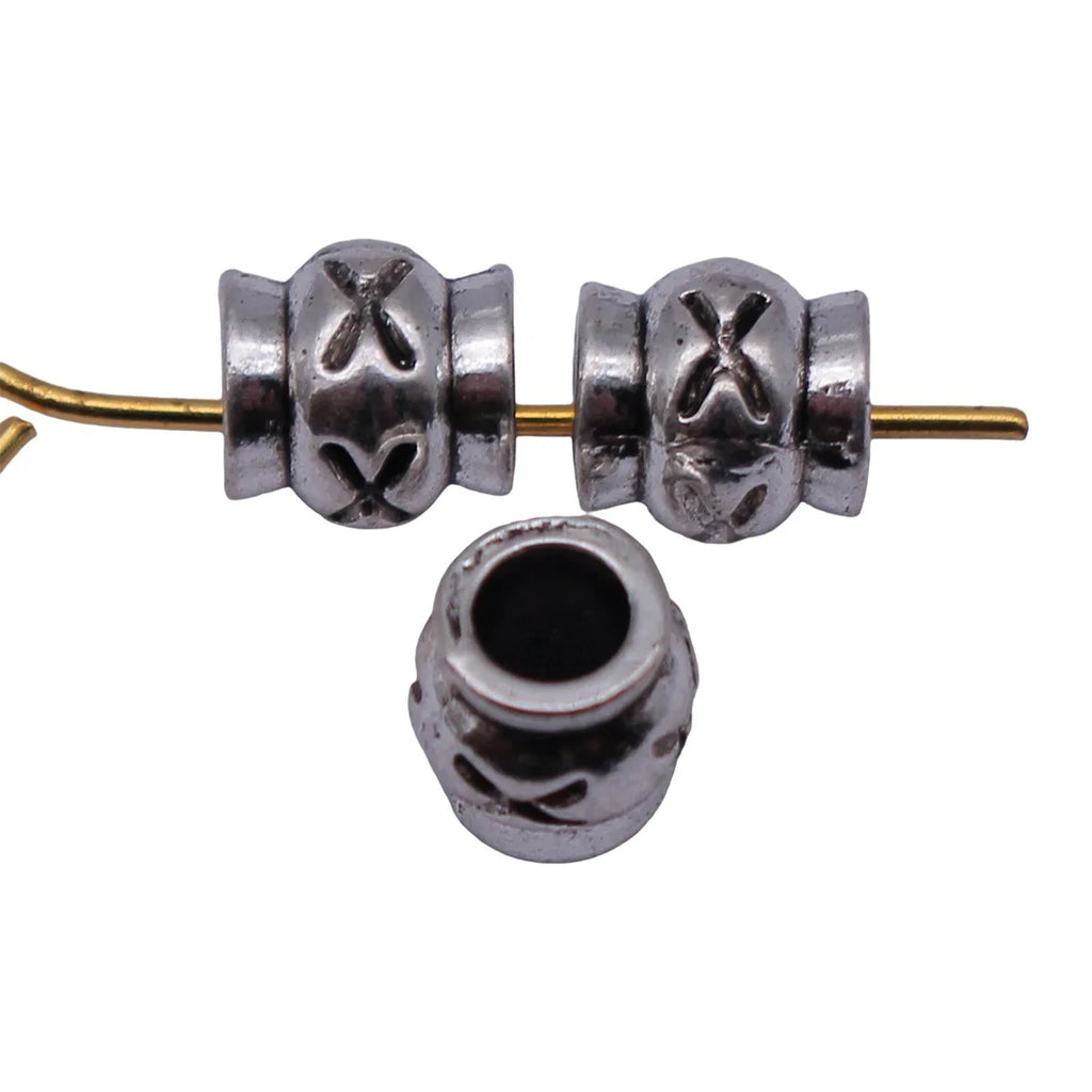 6.2x5.9x5.9mm 0.48g Antique Silver Zinc Alloy X Texture Spacer Beads for Bracelet Necklace Jewelry Making