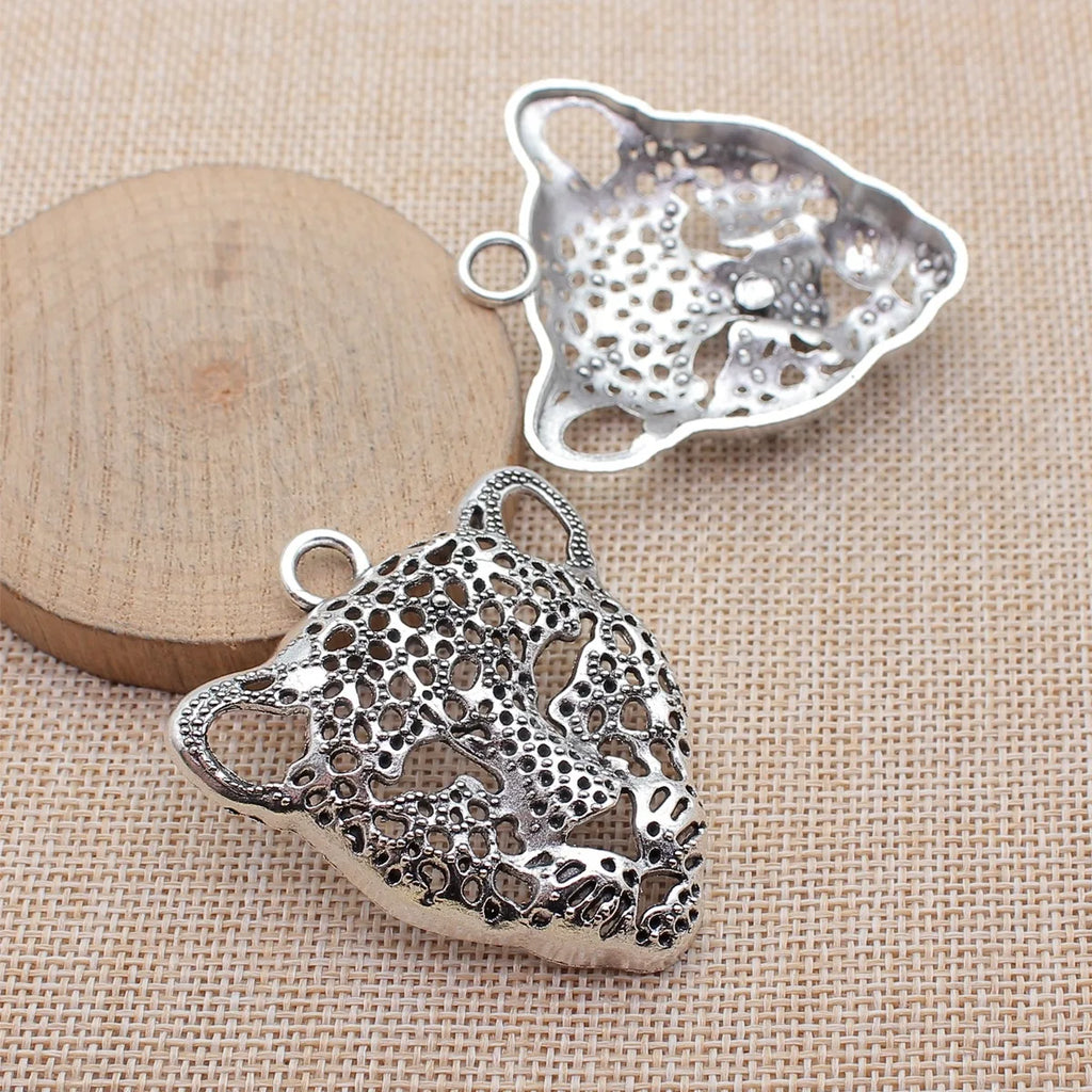 56x50mm 10.7g Multicolor Zinc Alloy Leopard Head charm pendant for DIY necklace bracelet jewelry making