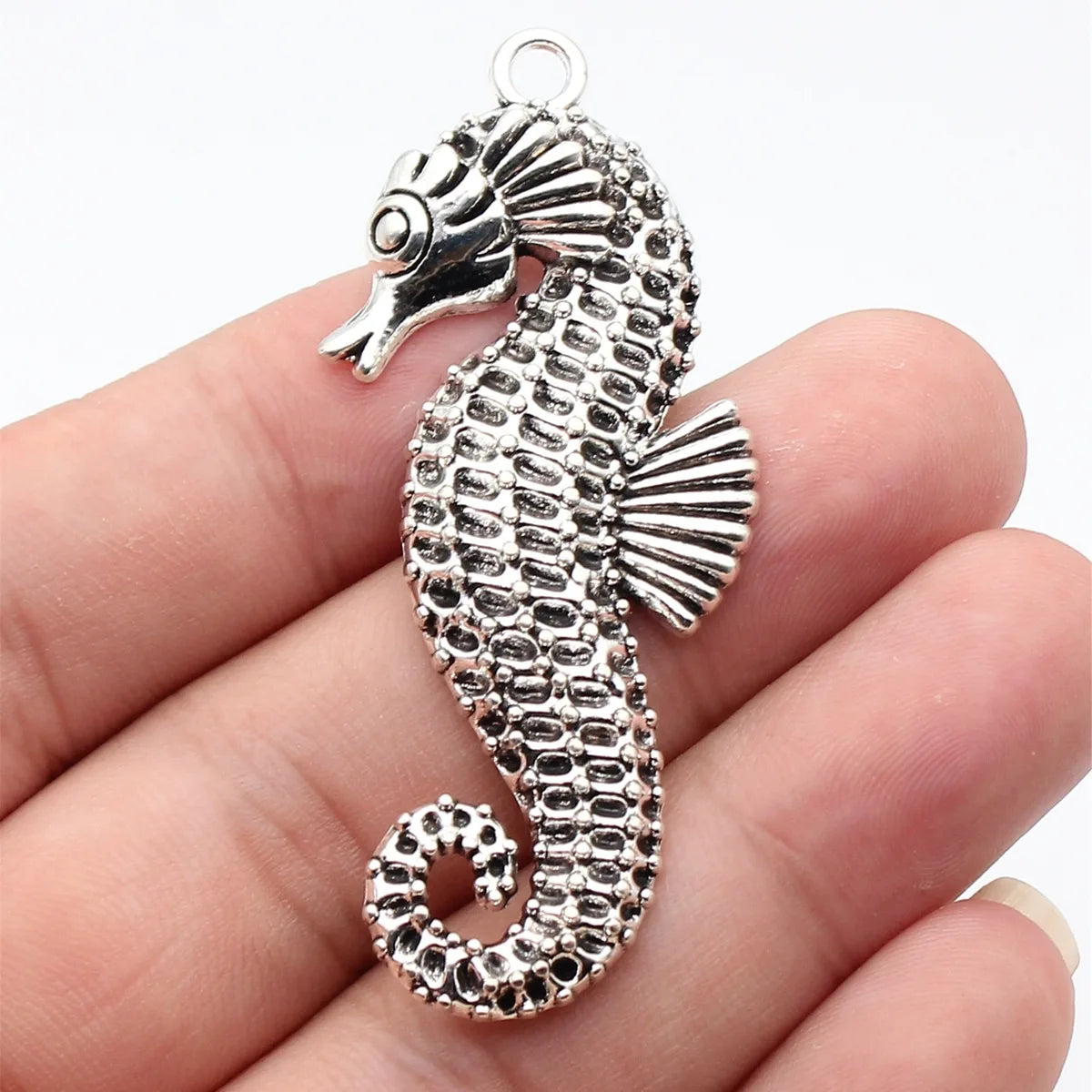 64x29mm 10.7g Multicolor Zinc Alloy Seahorse Charm Pendant for DIY Ocean Theme Necklace Jewelry Making
