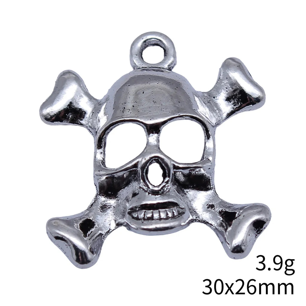 30x26mm 3.9g Antique Silver Zinc Alloy Skull Charm Pendant for DIY Bracelet Necklace Jewelry Making