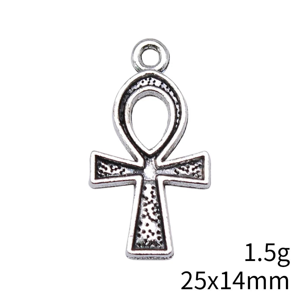 25x14mm 1.5g Antique Silver Zinc Alloy Egyptian Ankh Cross Charm Pendant for DIY Jewelry Making