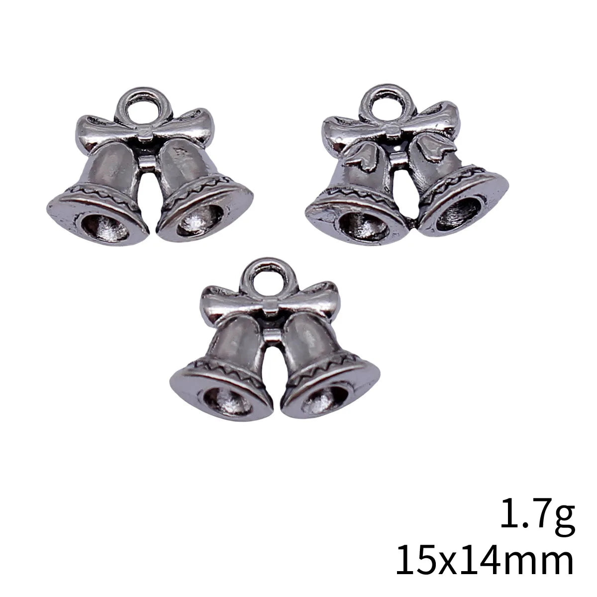 15x14mm 1.7g Antique Silver Zinc Alloy Christmas Bell Charm Pendant for DIY Necklace Bracelet Jewelry
