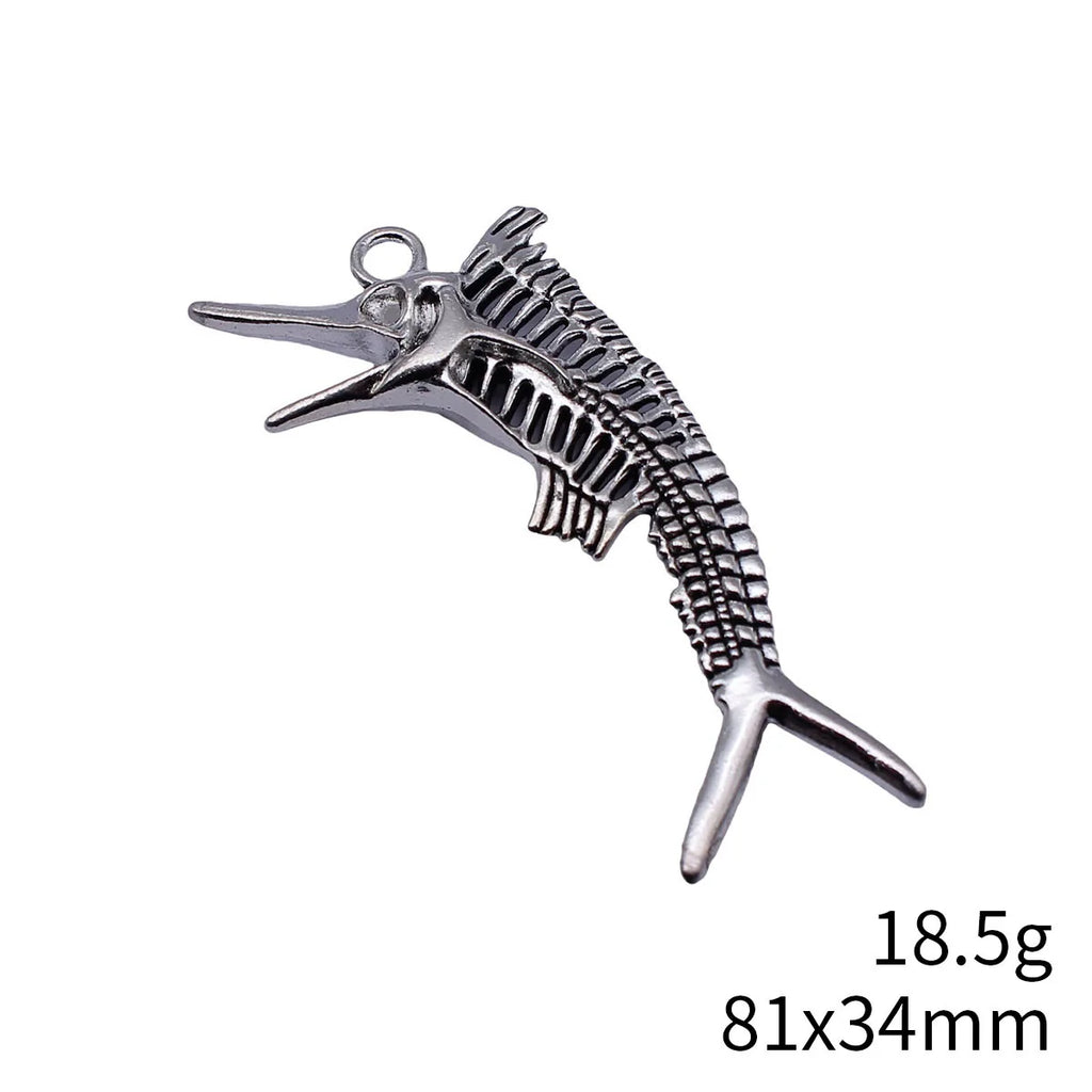 81x34mm 18.5g Antique Silver Zinc Alloy Marlin Fish Bone Charm Pendant for DIY Necklace Jewelry Making