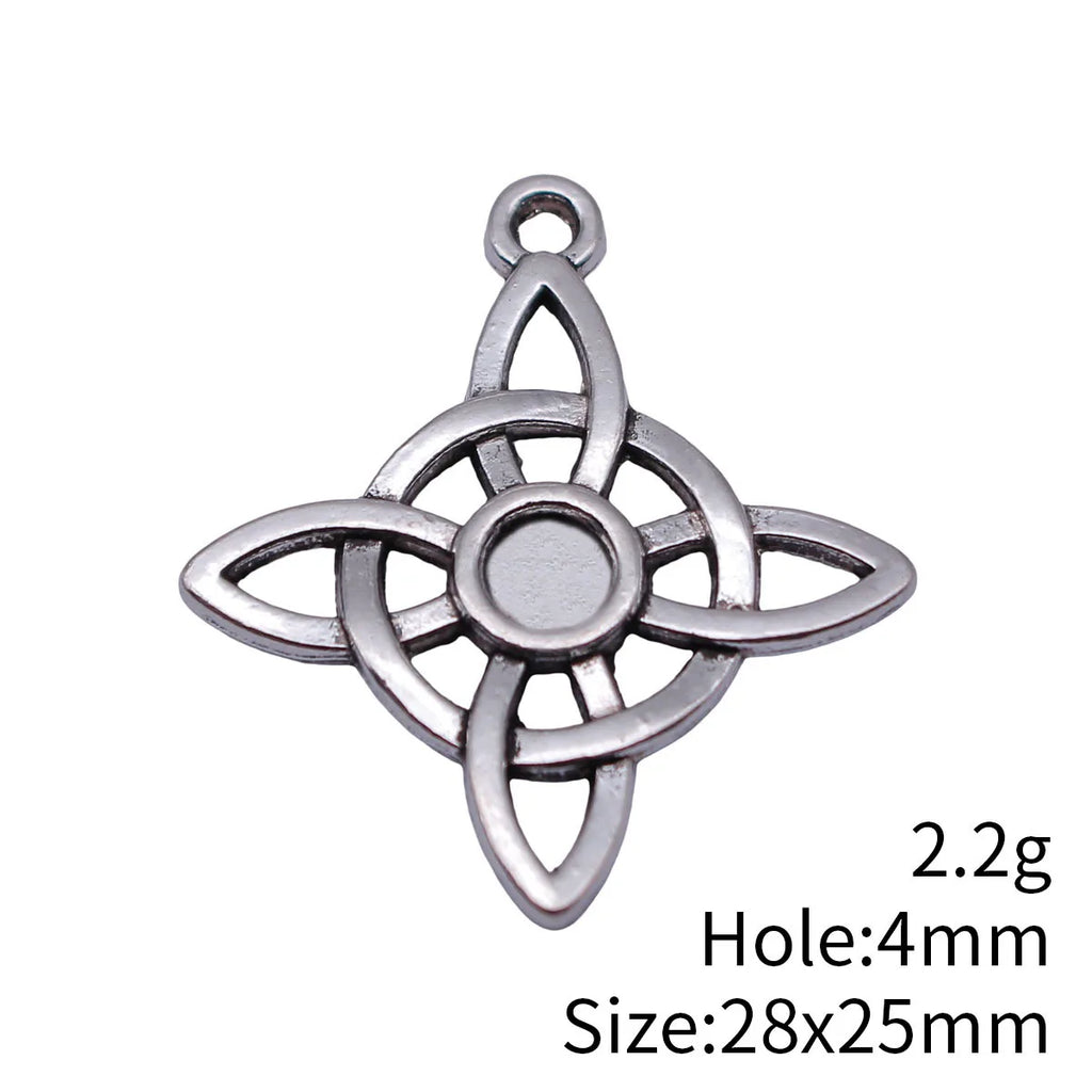 28x25mm 2.2g Antique Silver Zinc Alloy Hollow Cross Star Celtic Knot Charm Pendant for DIY Necklace Making