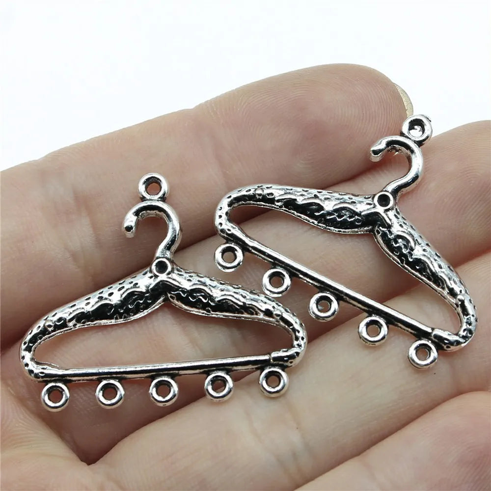 29x35mm 2.8g Antique Silver Zinc Alloy Clothes Hanger Connector Charm for DIY Earring Jewelry Making