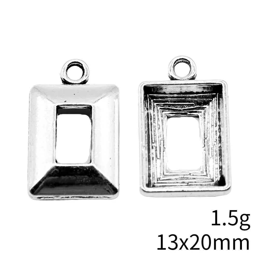 13x20mm 1.5g Antique Silver Zinc Alloy Rectangle Charm Pendant for DIY Necklace Bracelet Jewelry Making