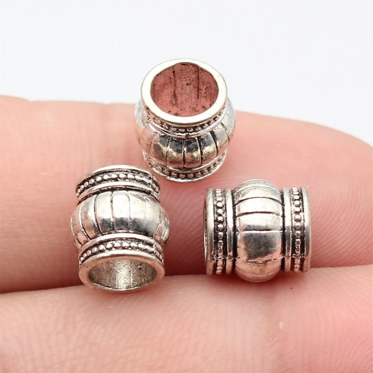 9x8.9x8.9mm 1.2g Antique Silver Zinc Alloy Carved Large Hole Spacer Beads for DIY Bracelet Jewelry