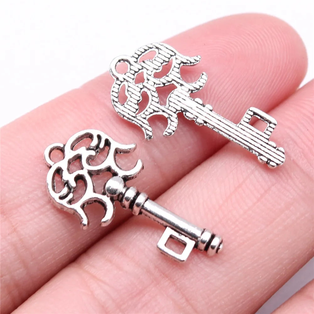 24x12mm 0.8g Multicolor Zinc Alloy Key Charm Pendant for DIY Necklace Bracelet Jewelry Accessories