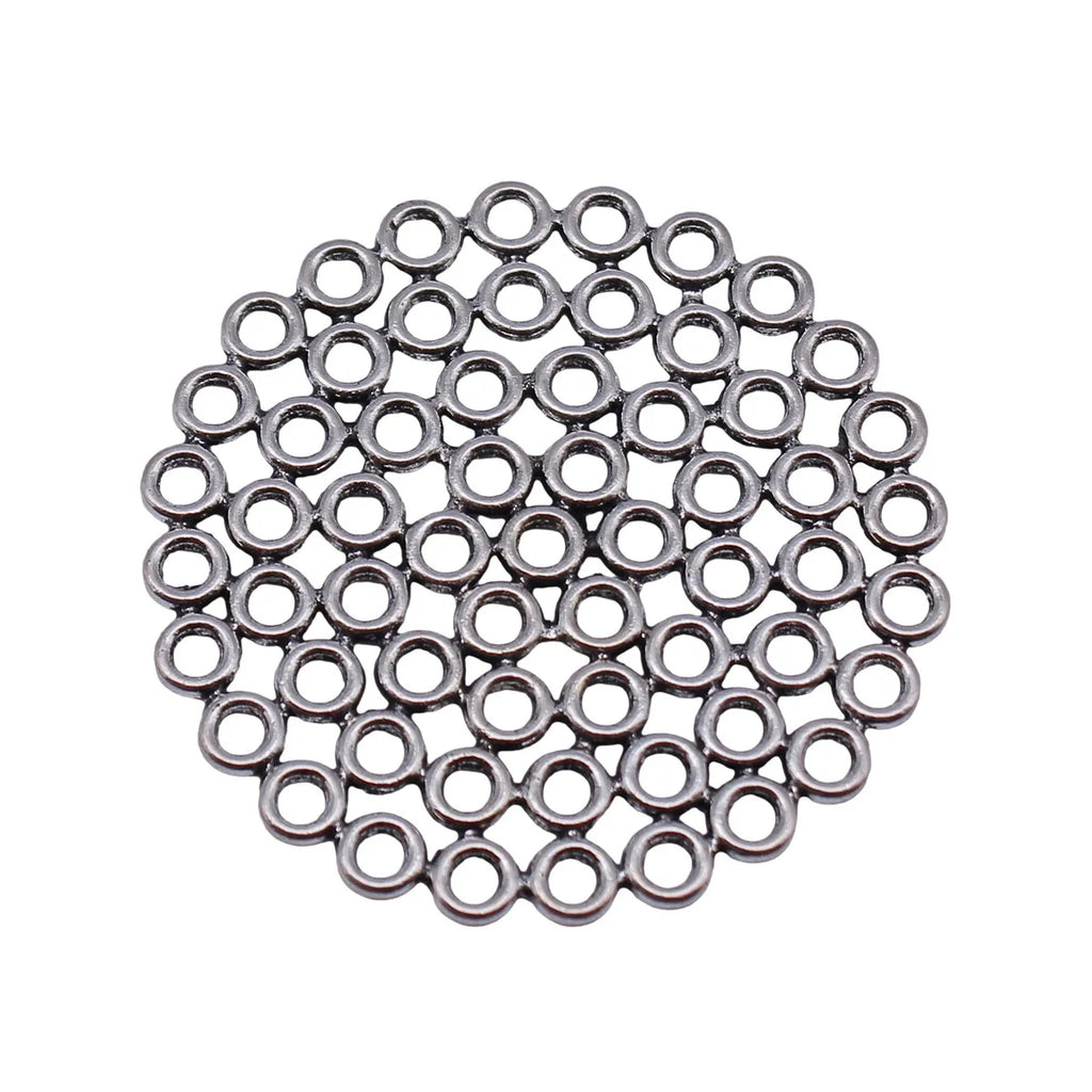 45x45x1.4mm 6.5g Antique silver zinc alloy hollow round ring disc connector charm for jewelry making