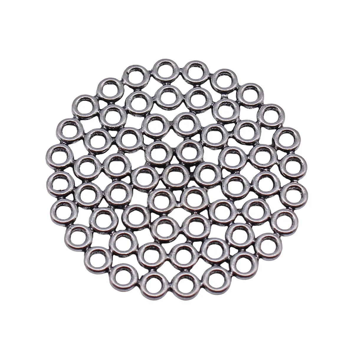45x45x1.4mm 6.5g Antique silver zinc alloy hollow round ring disc connector charm for jewelry making