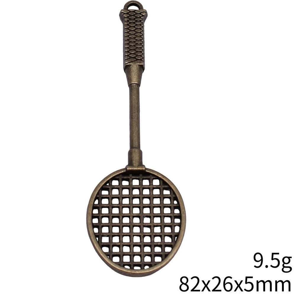 82x26x5mm 9.5g Multicolor Zinc Alloy Badminton Racket Charm Pendant for DIY Necklace Bracelet Jewelry