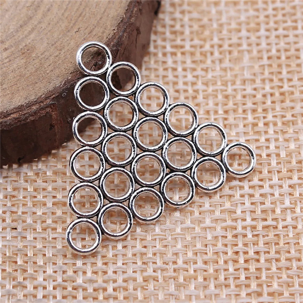 26x29mm 1.6g Antique Silver Zinc Alloy Triangle Multi Hole Connector Charm for Earring Making