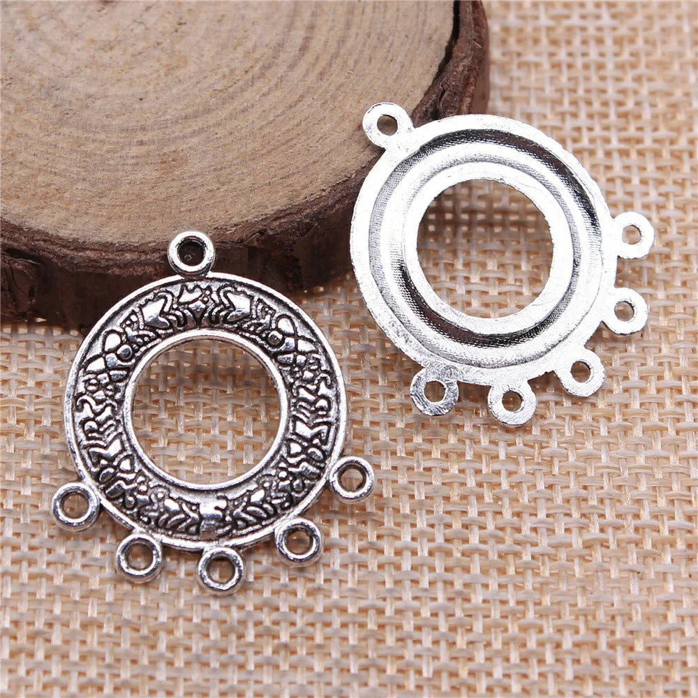 29x25mm 1.7g Antique Silver Zinc Alloy Round Ring Connector Charm for DIY Earring Making